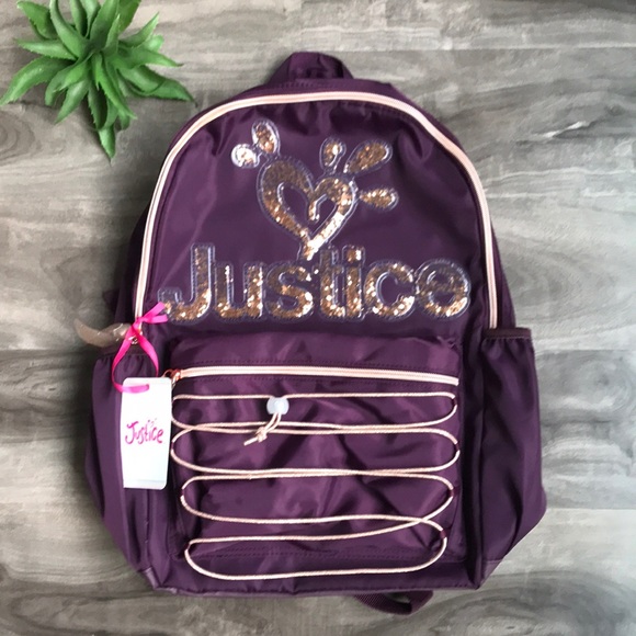 Justice Other - JUSTICE girls purple sparkle backpack - NEW with tags
